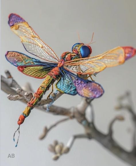 Embroidered Dragonfly, Winter Diy Crafts, Paper Mache Animals, Taxidermy Art, Digital Embroidery Patterns, Diy Bead Embroidery, Creative Textiles, Bug Art, Textile Sculpture