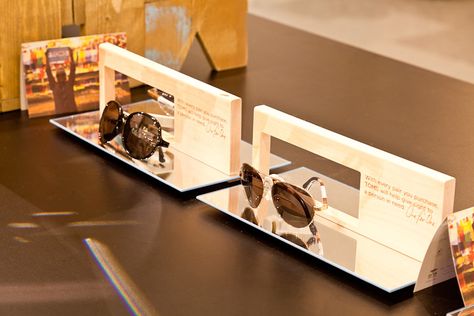 Toms Sunglasses stand Selfridges Design 4 Retail 05 Glasses Display Stand, Eyewear Retail, Raw Furniture, Sunglasses Stand, Eyewear Display, Retail Store Display, Sunglasses Display, Optical Shop, Pop Display