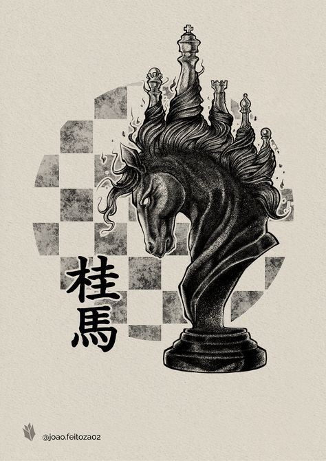 Knight Tattoo Chess, Knight Horse Tattoo, Chess Horse Tattoo, Chess Tattoo Ideas For Men, Chess Board Drawing, Chess Sketch, Chess Tattoo Design, Tattoo Chess, Chess Pieces Design