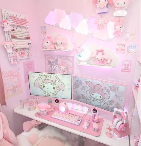 Kawaii Gaming Setup, Pretty Bedroom Decor, Kawaii Rooms, Kawaii Nintendo Switch, Pink Switch, Kawaii Nintendo, Nintendo Switch Controller, Games Room Inspiration, Kawaii Room Ideas