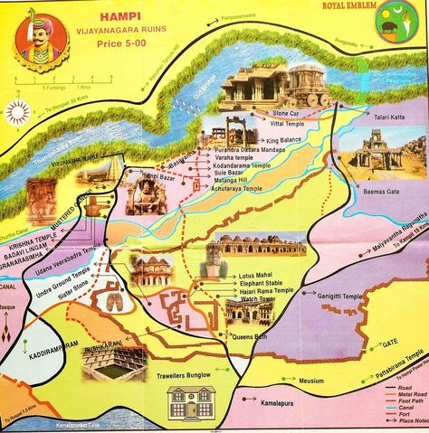 Hampi tourist map Ugra Narasimha, Virupaksha Temple, Hill Sunset, Hampi India, Temple City, Holiday Travel Destinations, Tourist Map, Hampi, India Tour