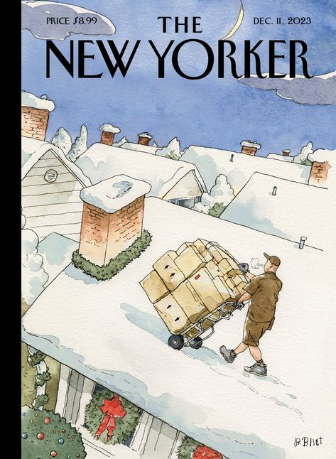 The New Yorker December, New Yorker December, The New Yorker Magazine, New Yorker Magazine, New Yorker Covers, December 11, Special Delivery, Christmas Illustration, Print Magazine