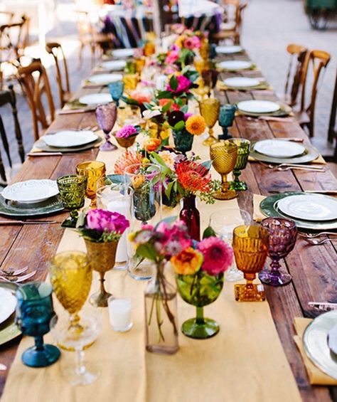 This is the detail your wedding tablescape is missing. Deco Champetre, Tafel Decor, Fiesta Wedding, Festive Wedding, Boda Mexicana, Garden Wedding Decorations, Outdoor Dinner, Ruby Wedding, Mexican Wedding