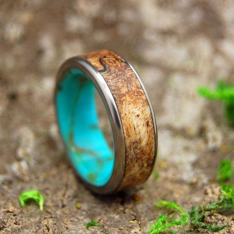 Men's Rings Shop Page 2 Wedding Rings Titanium, Turquoise Wedding Band, Titanium Rings For Men, Titanium Wedding Rings, Titanium Wedding Band, Turquoise Wedding, Womens Ring, Tibetan Turquoise, Spalted Maple