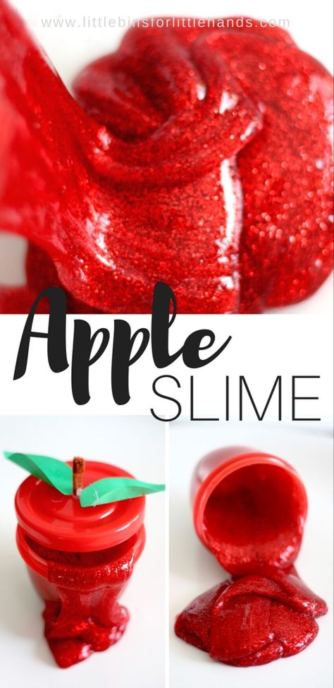 Make Slime For Kids, Red Slime, Preschool Apple Theme, Fall Science, Apple Lessons, Apple Preschool, Apple Unit, Apple Activities, Apple Craft