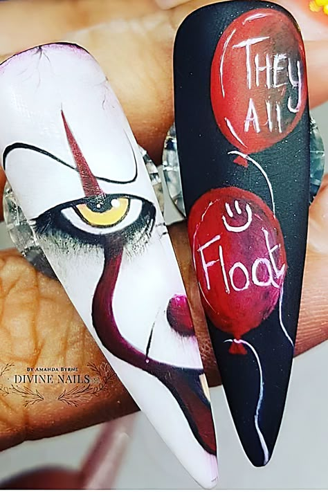 Scary Nails, Cotton Candy Nails, Black Halloween Nails, Halloween Nails Diy, Horror Nails, Holloween Nails, Unghie Nail Art, Long Stiletto Nails, Gold Nail Designs