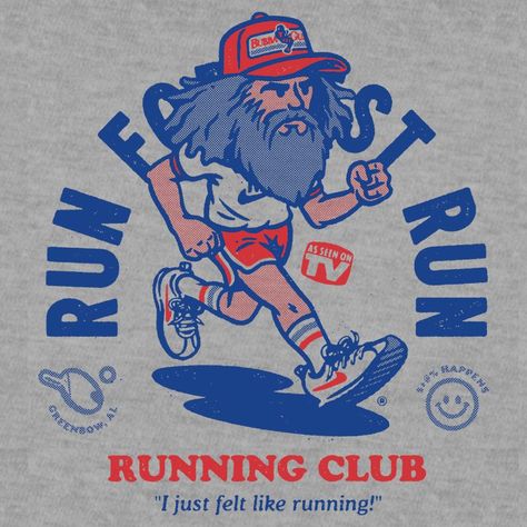 Running Club by Vomaria - Pampling.com T-shirts  Feeling the retro vibe? 😎 Loving this design? 😍 Want more? Head over to the link above now! Don't miss out! 🚀#RetroMascot #RetroMascotLogo Running Illustration, Running Cartoon, Poster Grafico, Running Logo, Typo Logo Design, Running Club, Chula Vista, Retro Cartoons, Graphic Tee Design