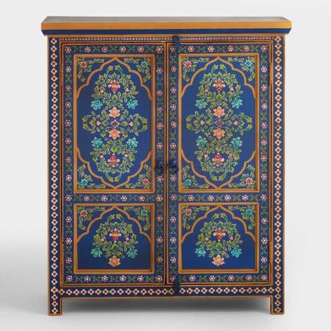 Tibetan Interior, Floral Cabinet, Bohemian Lighting, Cabinet Side Table, Decor Cabinet, Color Home Decor, Textile Interior, Color Home, Table Handmade