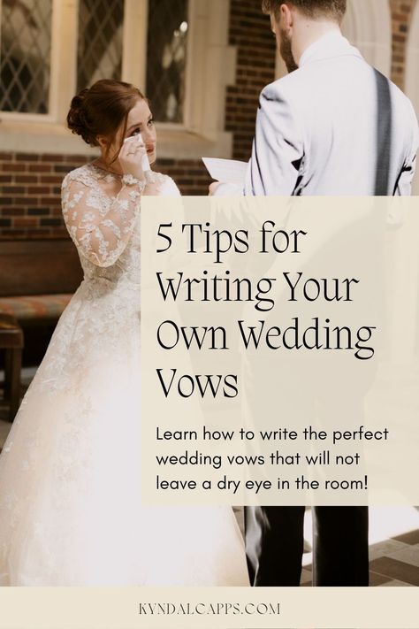 Wedding Planning Checklist | Writing your own wedding vows can feel a little scary, after all, it is you summoning up your love and the promises you make to your partner for the rest of your life! Get inspired by writing your vows brides, writing your own wedding vows brides tips, writing your own wedding vows examples, writing your own vows, and writing your own wedding vows! Learn how to start writing your vows with tips from a wedding photographer at kyndalcapps.com! Bride Wedding Vows Beautiful, Writing Vows To Wife, How To Write My Vows, How To Write Your Own Vows, Tips For Writing Vows, Personal Vows Examples, How To Write Your Vows, Vow Outline, Vow Template Writing Your Own