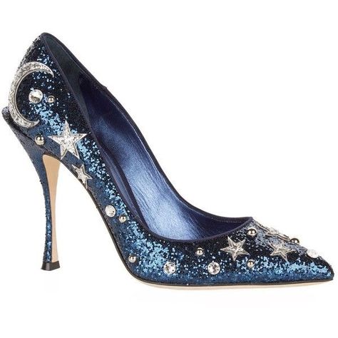 Dolce & Gabbana glitter constellation pumps - celestial wedding inspiration Midnight Blue Shoes, Midnight Blue Heels, Star High Heels, Star Heels, Dolce And Gabbana Shoes, Sparkly Pumps, Glitter Stilettos, Shoes Glitter, Stilettos Shoes