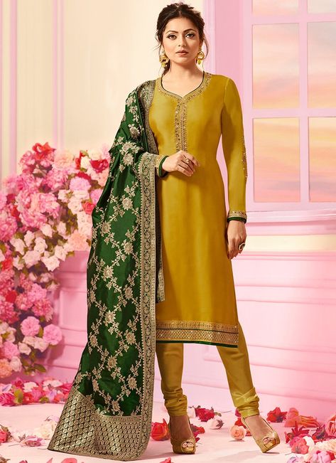 Yellow Salwar Suit, Yellow Salwar, Drashti Dhami, Salwar Suit Designs, Western Dresses For Women, Designer Salwar Kameez, Tight Dress Outfit, Indian Designer Suits, Churidar Suits