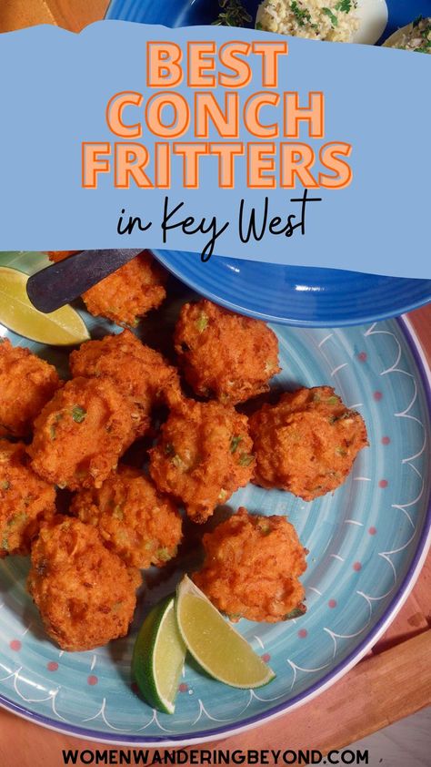 Key West Food Recipes, Key West Recipes, Conch Recipes Caribbean, Conch Fritters Recipe, Conch Fritters Recipe Key West, Conch Recipes, Key West Food, Bahamian Food, Conch Fritters