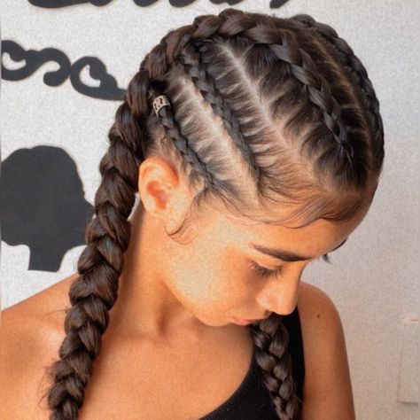 Mma Hairstyles, Two Braid Hairstyles, Feed In Braids Hairstyles, Braided Cornrow Hairstyles, Protective Hairstyles Braids, Feed In Braid, Braids With Extensions, Peinados Fáciles Para Cabello Corto, Curly Girl Hairstyles