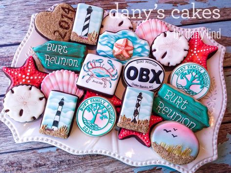 Outer Banks by Dany's Cakes | Cookie Connection Outer Banks Birthday Cookies, Outer Banks Cupcakes, Obx Outer Banks Cakes, Outerbanks Birthday Cake, Outer Banks Birthday Cake Ideas, Obx Outer Banks Party Ideas, Obx Outer Banks Birthday Cake, Outer Banks Themed Party, Outer Banks Cookies