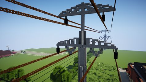 Minecraft Power Lines, Minecraft Industrial, Minecraft Modern City, Build Minecraft, Minecraft Steampunk, Minecraft City Buildings, Minecraft Banner Designs, Minecraft Modern, Minecraft Banners