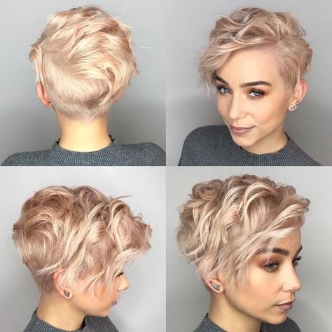 kurze haare locken frisurenideen für frauen kiuruhaarfrisuren moderne haarfarben pixie frisur Messy Pixie Haircut, Wavy Pixie, Stylish Short Hair, Cute Short Haircuts, Summer Haircuts, Latest Short Hairstyles, Bob Hairstyles For Fine Hair, Short Hair Color, Penteado Cabelo Curto