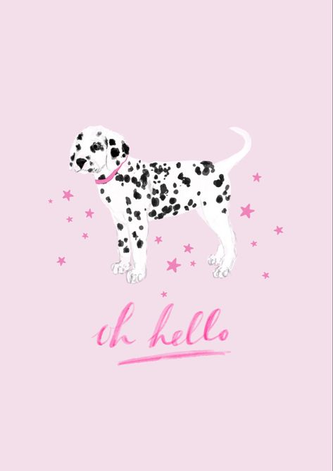 Pink Dog Wallpaper, Dalmatian Illustration, Pink Dalmatian, Cute Dalmatian, Pink Illustration, Cheetah Print Wallpaper, Happy Valentines Day Images, Puppy Drawing, Dog Art Print