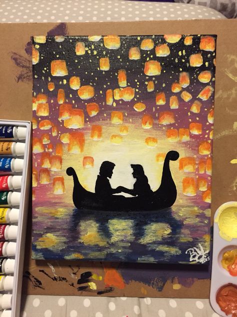 Tangled painting on canvas i did😍🎨 Tangled Painting, Disney Canvas Art, Arte Doodle, Disney Paintings, Christmas Paintings On Canvas, Canvas For Beginners, Arte Van Gogh, Small Canvas Paintings, Simple Canvas Paintings