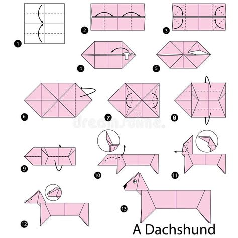 Origami Dog Face, Origami Illustration, Step By Step Origami, Origami Easy Step By Step, Basic Origami, Origami Dog, Origami Step By Step, Kids Origami, Origami Models