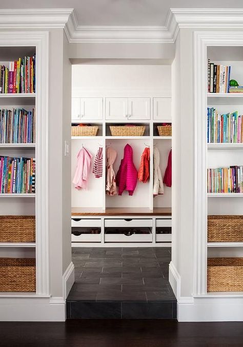 Mudroom with Pull Out Shoe Drawers, Transitional, Laundry Room Shoe Drawers, Transitional Entry, Transitional Laundry Room, Mudroom Remodel, Shoe Drawer, Locker Designs, Laundry Room/mud Room, Mudroom Lockers, Shoe Rack Bench