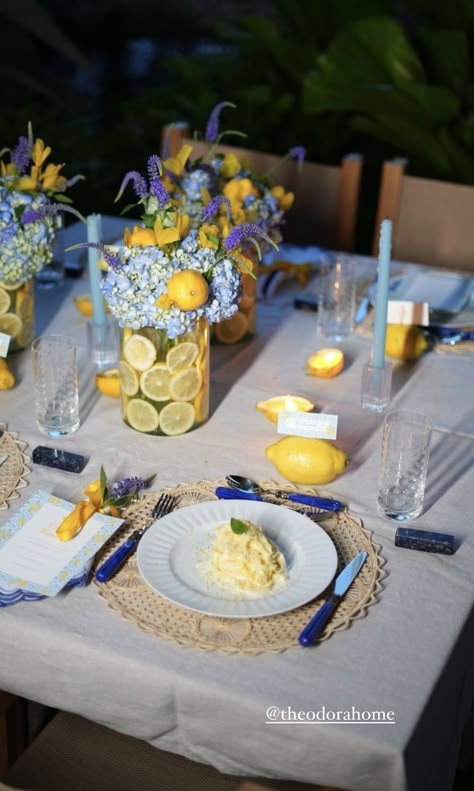 Greece Party, Italian Bridal Showers, Summer Bachelorette Party, Sicilian Wedding, Lemon Themed Bridal Shower, Italian Dinner Party, Italian Party, Dinner Party Decorations, Amalfi Coast Wedding