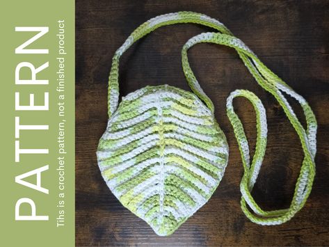 Crochet Leaf Bag, Crochet Pixie Belt Pattern Free, Crochet Ren Faire Bag, Crochet Foraging Bag, Crochet Belt Bag, Cross Body Bag Crochet, Crochet Cottagecore Bag, Fairycore Crochet Bag, Leaf Bag