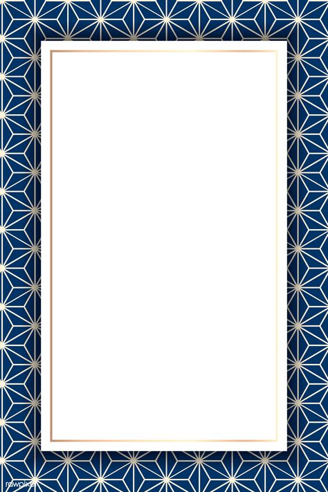 Gold frame on a blue Asanoha Japanese seamless pattern vector | premium image by rawpixel.com / Te Blue Photo Frame, Photo Frem, Banner Template Photoshop, Art Deco Frames, Asian Dragon Tattoo, Digital Graphics Art, Persian Architecture, Front Page Design, Leaf Frame