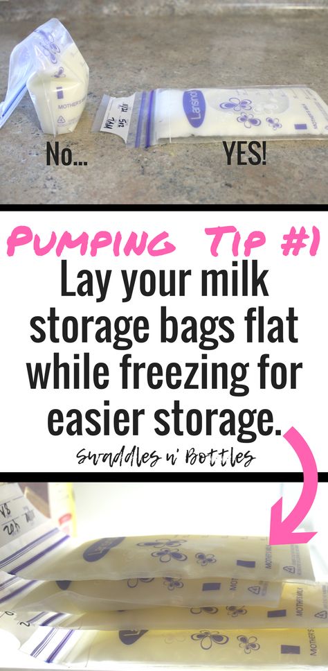 Pumping Tip #1- always lay your milk flat when freezing to make for easier storage. For more breastfeeding and pump tips, be sure to click image! Follow swaddles n' bottles for more mom life tips! Milk Storage Bags, Parenting Mistakes, Milk Storage, Pumping Moms, Baby Sleep Problems, Milk Supply, Baby Arrival, Breastfeeding Tips, After Baby