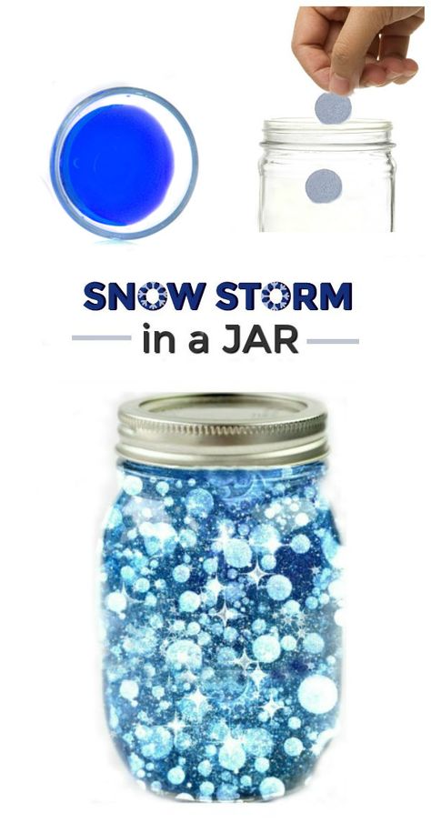 Snow Storm in a Jar Snow Storm In A Jar, Storm In A Jar, Winter Science Experiments, Winter Science, Experiment For Kids, Preschool Science Activities, Science Crafts, Winter Activities For Kids, Kid Experiments