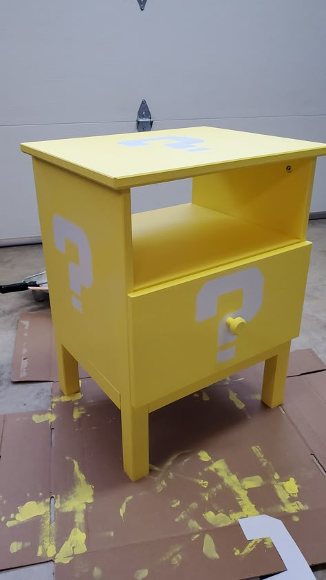 Nintendo Furniture Diy, Ikea Night Stand Hack, Ikea Night Stand, Super Mario Diy, Mario Bros Room, Super Mario Room, Mario Room, Kid Hacks, Boys Bedroom Decor