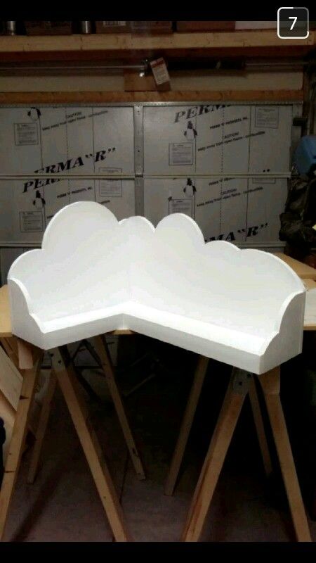 Cloud Bookshelf Wonky Furniture, Cloud Bookshelf, Baby Bookshelf, Cloud Nursery, Wooden Things, Clouds Nursery, Nail Decor, Diy Projects For Kids, Clouds Pattern