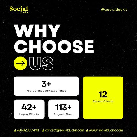 🌟 Why Choose Us? Your Success is Our Passion! 🌟 With years of experience in the marketing industry, our agency has been transforming brands and driving success. We are proud to share our journey with you: 3+ years of expertise 42+ happy clients 113+ successful projects Our team is dedicated to crafting personalized marketing strategies that resonate with your audience and elevate your brand. From digital campaigns to brand development, we do it all with a touch of creativity and innovation... Clever Marketing Campaigns, Why Us Design, Creative Campaign Ideas Social Media, Why Choose Us Design, Digital Marketing Agency Ads Design, Brand Partnerships Design, Did You Know Post Design Ideas, Why Choose Us Creative Ads, New Year Campaign Ideas