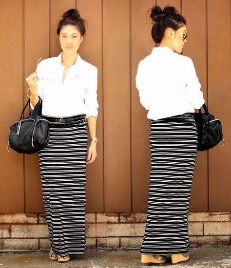 style me. striped maxi skirt. Striped Maxi Skirt Outfit, Cute Apostolic Outfits, Maxi Skirt Outfit, Striped Maxi Skirt, Colorful Skirts, Maxi Skirt Outfits, Striped Maxi Skirts, Tube Skirt, Printed Maxi Skirts