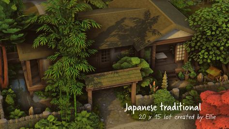 soul blooming on Tumblr Sims 4 Japanese House, Japanese Traditional House, Mt Komorebi, Old Japanese House, Traditional Japanese House, Sims 4 House Plans, Sims House Design, Craftsman Bungalows, Sims 4 Build