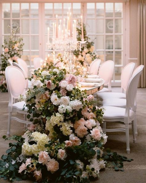 Floral Decoration Ideas, Sweetheart Table Garland, Victorian Elegance, Greenery Centerpiece, Table Garland, Elegance Wedding, Event Bar, Intimate Dinner, Floral Runner