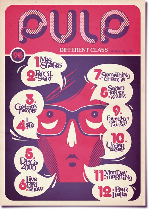 PULP - Different Class by Santiago Wardak, via Behance Pulp Band, Jarvis Cocker, British Culture, Class Poster, Travel Drawing, Event Poster Design, All Band, Poster Room, Poster Ads