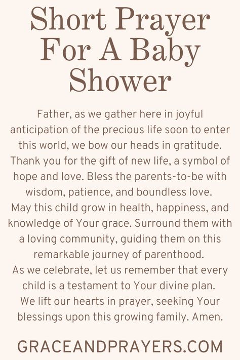 Are you seeking prayers for a baby shower? Then we hope you can use these 11 heartwarming prayers for the baby and all those included! Click to read all prayers for a baby shower. Prayers For New Parents, Bible Themed Baby Shower Ideas, Baby Shower Prayers For Baby, Baby Shower Devotional Christian, Church Baby Shower Ideas, Religious Baby Shower Ideas, Prayers For Baby Shower Printable, Baby Shower Bible Verses, Miracle Baby Shower Theme