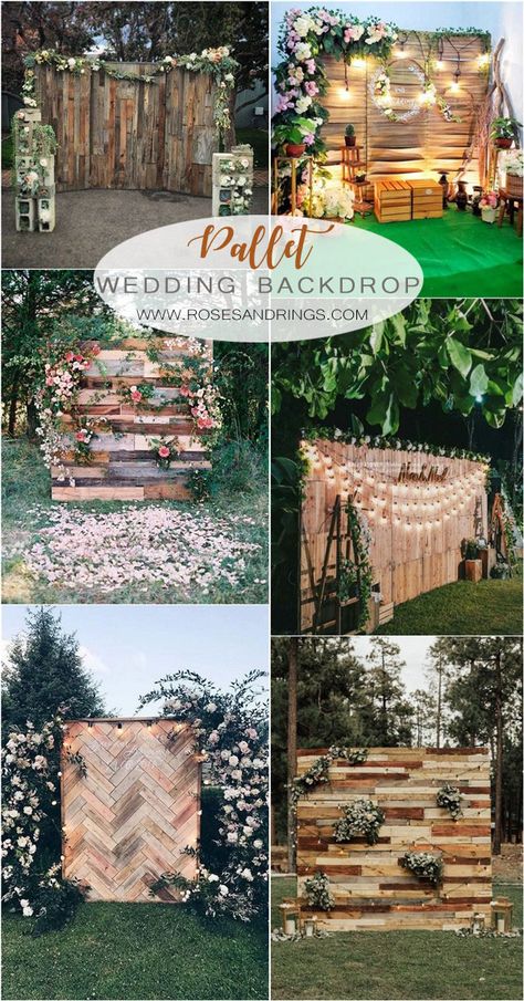 20 Vintage Engagement Rings from considerthewldflwrs Pallet Furniture Outdoor Wedding, Wooden Pallet Party Decor, Decorate Fence For Wedding, Wedding Selfie Station Backdrop, Wedding Photo Stand Ideas, Wood Wall Wedding Backdrop, Outside Wedding Backdrop, Wedding Pallet Decor, Pallet Projects For Wedding