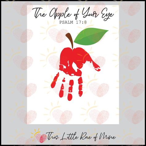 Apple of Your Eye Psalm 17:8 Fall Handprint Art Printable Handprint Craft Keepsake Religious Christian DIY Kid Craft - Etsy Apple Handprint Crafts, Back To School Art For Toddlers, Apple Handprint, Back To School Handprint Art, Red Handprint, Ladybug Room, Psalm 17, Palm Sunday Crafts, Apple Unit