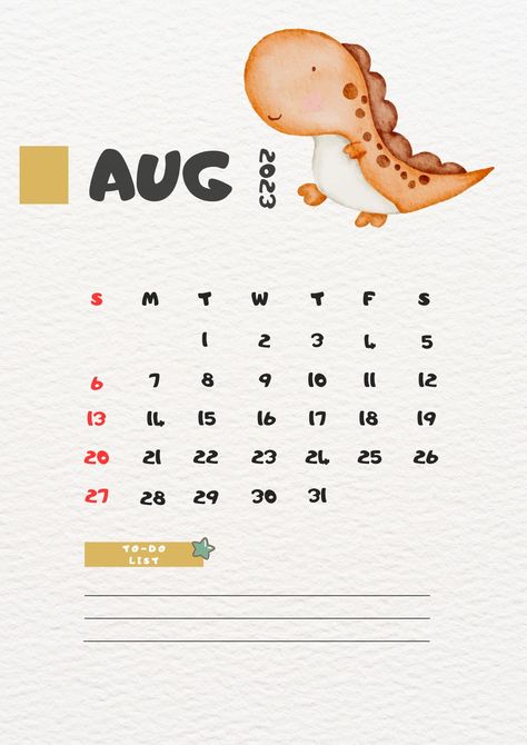 Aesthetic Calendar 2023, Aesthetic Calendar, August Calendar, Cute Dino, Calendar 2023, 2023 Calendar, Hand Lettering Tutorial, Lettering Tutorial, Apa Aja