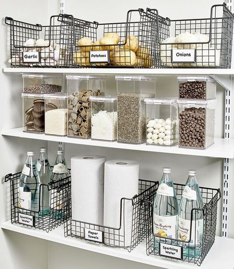 Ebony and ivory live together in perfect harmony. 🎶 We are loving this classic black & white pantry look! 💕 #iDesign Ebony And Ivory, White Pantry, House Organisation, Pantry Organizers, Kitchen Organization Pantry, Live Together, Kitchen Pantry Design, The Home Edit, Kitchen Pantry Cabinets