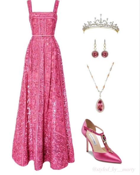 Elegant Princess Outfits, Royal Princess Outfits, Disney Princess Ball Gowns, Pink Gown Elegant, Pink Gala Dress, Royal Dresses Princesses, Modern Royal Outfits, Princess Outfits Royal, Royal Outfits Princesses