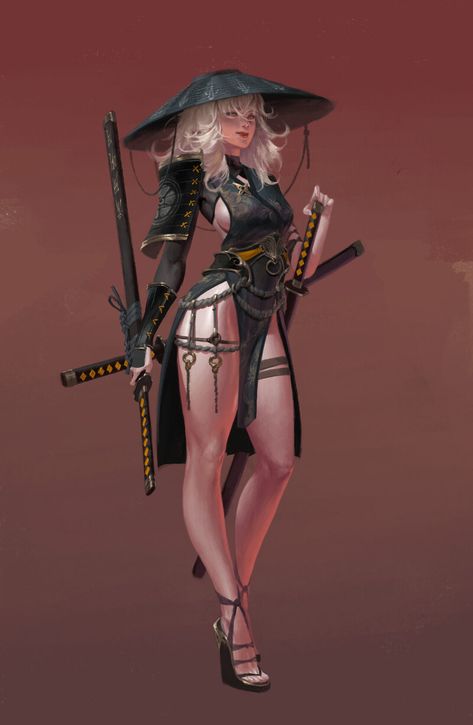 ArtStation - Oriental warrior, Bangku An Female Ninja, Ninja Girl, Female Armor, Japanese Warrior, Samurai Art, Fantasy Warrior, Female Character Design, Daily Art, Fantasy Character Design