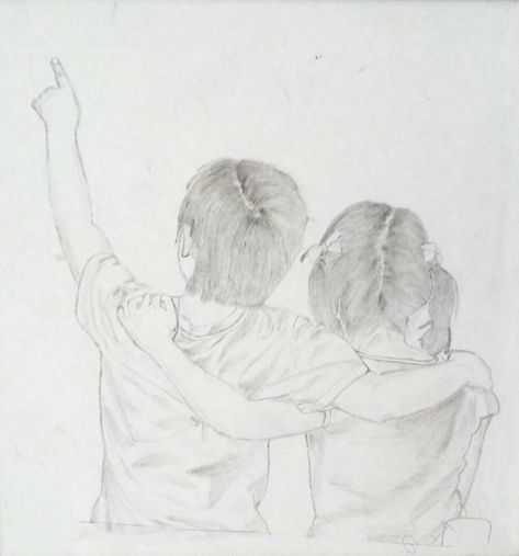 Brother And Sister Sketch Drawings, Brother And Sister Love Drawing, Drawing Of Brother And Sister, Brother Sister Art Drawing, Brother Sister Drawing Sketch Easy, Brother And Sister Drawing Art, Brother And Sister Illustration Art, Sister Drawing Ideas, Brother Sister Drawing Sketch