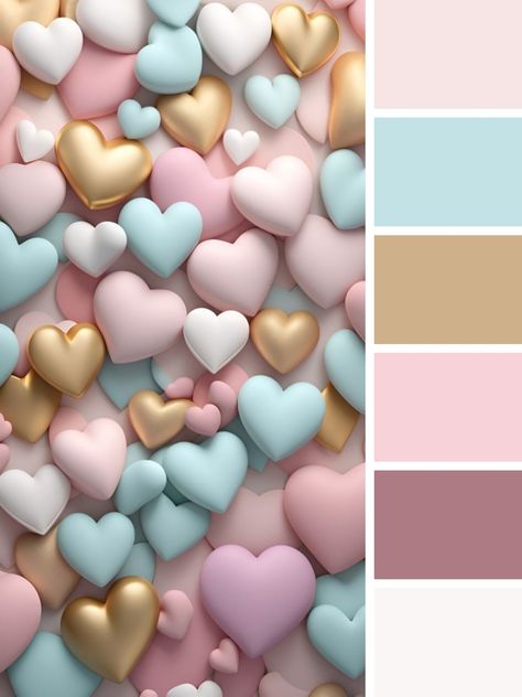 Cute palette colors ,pink color palette, hearts pink ,gold #Romantic_colors #Valentine's_Day #Bright_colors #Harmonious_colors #Color_palette #Hearts #Design #Creativity #pink #cute #funny High Tea Colour Palette, Valentine Color Palette 2024, Hello Kitty Color Palette, Valentines Day Color Palette, Birthday Color Palette, Pink Branding Color Palette, February Color Palette, Bakery Color Palette, Valentines Color Palette