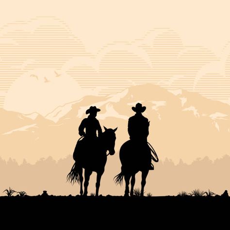 Sunset Vector Illustration, Cowboy Riding Horse, Sunset Vector, Guitar Illustration, Riding Horse, Cowboy Horse, Horse Silhouette, Silhouette Illustration, Beautiful Dark Art