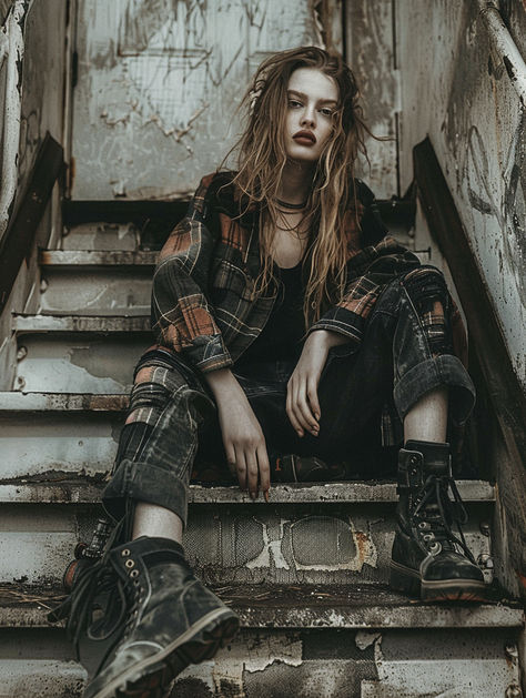 90s Punk Fashion Women, 90s Grunge Photography, 90 Grunge Outfits 90s Fashion, 90s Grunge Outfits 1990s, Forest Punk Aesthetic, Arcane Inspired Outfits, 90s Grunge Fashion Punk, 90 Grunge Outfits, 1990s Grunge Fashion