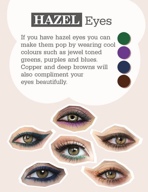 What Suits You?! | Beauty and the Boutique Evening Makeup For Hazel Eyes, Hazel Eyes Makeup Colors, Make Up For Brown Eyes Colorful, Soft Summer Hazel Eyes, Outfits For Hazel Eyes, Hazel Eye Color Palette, Purple Makeup For Hazel Eyes, Eyeshadow Color For Hazel Eyes, Hazel Eyes Eyeshadow