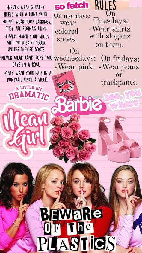 Check out Creativeberrie's Shuffles Mean girls Rules and wallpaper Mean Girls Rules, Mean Girls Plastics, Mean Girls Day, Girls Night Movies, Mean Girls Aesthetic, Mean Girls Outfits, Mean Girls Movie, Mean Girl, Psychology Jokes