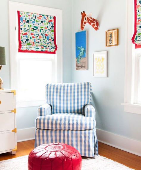 Cute Lulu DK Roman Shades Red Nursery, Blue Nursery, Nursery Inspo, Up House, Chrissy Teigen, Boy Bedroom, Gender Neutral Nursery, Big Boy Room, John Legend